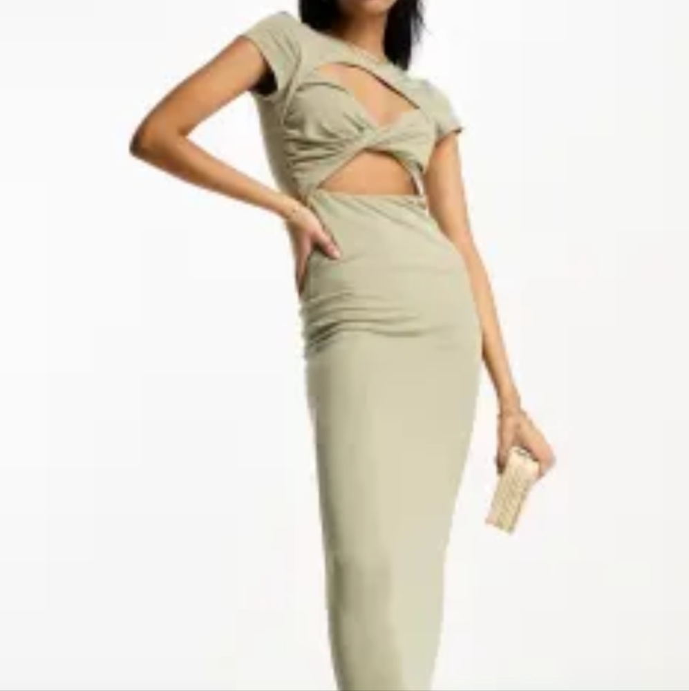 Elegant Olive Green Maxi Dress